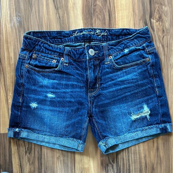 American Eagle Outfitters Blue Jean Shorts Distressed - Picture 7 of 7